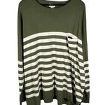 Caslon  Women's 3X Green & White Striped Long Sleeve Pullover Knit‎ Sweater Photo 0