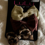 Luxe Gold, Brown, and Leopard Hair Bow Set Gold Photo 0