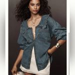 Anthropologie  Pilcro Frill Collar Denim Button Down Shirt Photo 1