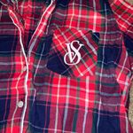 Victoria's Secret Victoria’s Secret Red and Blue Plaid Button-Up Shirt Photo 4