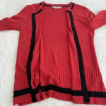 Misook EXCLUSIVELY  Open Front Knit Cardigan Sweater Black Red Sz xS Photo 8