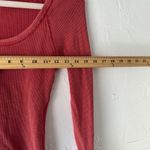 We The Free  Thermal Top Fitted XS Red Long Sleeve Crochet Cuff‎ Waffle Knit Boho Photo 9