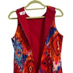 Badgley Mischka Belle Red Ikat Midi Sheath Dress with Enamel Bead Work at Chest Photo 5