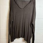 CAbi  Lightweight Brown Casual Vneck Long Sleeve Sharkbite Hemline Top Size Small Photo 0