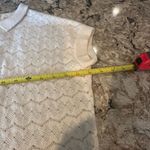 Vintage Crop Sweater Knit Crochet Scalloped Hem Cream Ivory Size Small Collar Photo 5