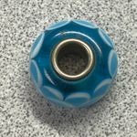 Artisanal Lampwork European Glass Charm Bead Bracelet Blue White Swirl Pattern Photo 4