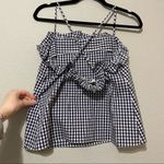 Amanda Uprichard  Blue & White Gingham Ruffled Tank Top Blouse S Photo 5