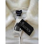 Ny Collection Off White Zipper Faux Fur Collar/Sleeve Jacket Size Smalll Photo 3