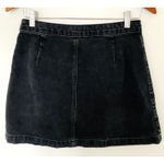 TopShop Moto Denim Mini Skirt Button Front Distressed Five Pocket Style Sz 28W Black Photo 2