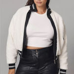 Avec Les Filles NWT  Sherpa Fleece Varsity Bomber Jacket Size 2XL Photo 0