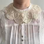 Vintage Handmade Ivory Crochet Lace Detachable Victorian Peter Pan Doily Collar White Photo 0