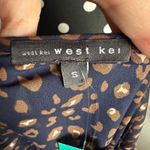 West Kei ‎ Womens Blouse Sz S Casiya Tie Front Navy Blue Leopard Print Stitch Fix Photo 9