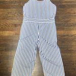 Blue and White Striped Pantsuit Romper Size L Photo 0