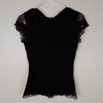 Wrapper  Y2K Black Floral Mesh Juniors Top XL Goth Fairycore Festival small Photo 3