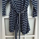 Lands’ End Cotton Above Knee Length Robe Deep Sea Navy Stripe Plus Size 1X Photo 8