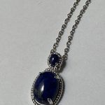 NWOT Stainless Steel Silver Tone / Blue Lapis Color Stone Necklace Photo 1