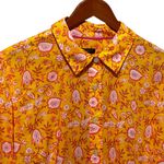 Talbots  Women Top 2XP Yellow‎ Bright Floral Paisley Button Up Preppy Resort Photo 4