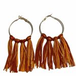 None Tassel Hoop Earrings Orange Yellow Statement Fashion Earrings Boho Fringe Large Photo 3