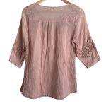 Umgee  Women Tunic Top S Peach Flower Crochet‎ Inlet Gauzy Boho Cottage Prairie Photo 2