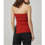 With Jean WITH JÉAN Belle Crushed Velvet Strapless Top, Red, XS Photo 2