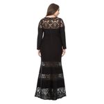 Tadashi Shoji  XL Black Lace Corded Embroidery Tulle Pintuck Jersey Boatneck Long Photo 1