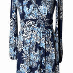 Lilly Pulitzer Romper Womens Medium Navy Riza Long Sleeve Bouquet All Day Photo 0