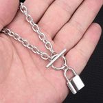 Lock Pendant Necklace for Men Women Streetwear Unisex Hip Hop Style Silver Photo 3