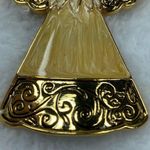 Angel Pin Brooch Jewelry Religious Christmas Easter Faith Enamel on Gold Color Photo 3