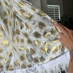 Lilly Pulitzer  White & Gold Fringe Palm Tree Printed Vest Medium Photo 4