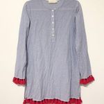 Tory Burch  Cover Up Striped Tunic Size Small Tassel Cotton Beach Swim Top Blue Photo 0