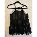 Anthropologie Black Sheer Checkered Sleeveless Tank Top Photo 1