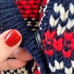 Free People  Annabelle Knit Nordic Longline Cardigan Navy/Red/White Sweater Photo 3