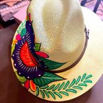 Floral Patterned Hat with Vibrant Colors Green Photo 0