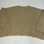 POL  Oversized Distressed Tan Knit Sweater Size M Fisherman Core Photo 6