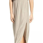 Natalie Deayala drape back silk column dress. NWT Tan Photo 0
