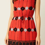 Hazel Floral Embroidered Sleeveless Dress Coral Black White Size Small Orange Photo 0