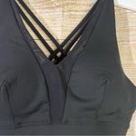 Sports bra mesh insert double crisscross back stretchy Size Small Black Photo 2