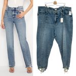 Good American Good Boy Straight Jeans Indigo678 Distressed Blue Plus Size 28 Photo 1