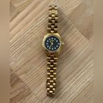 Geneve Presidential Diamond Vintage Ladies Watch Black Dial Gold Bracelet Case Photo 5