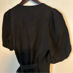 Violets & Roses Dress Midi Black Casual Cocktail Tie Waist Textured Neutral Size 6 Photo 7