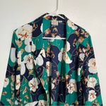 Vintage Pykettes Open Front Blazer Top Navy Green Floral Blue Size M Photo 1