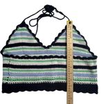 Aerie  Women's L Multicolor Striped Crochet Halter Crop Top Summer y2k Photo 6