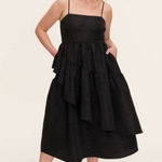 Kate Spade New York Black Tiered Ruffle Midi Dress Spaghetti Strap Size S Photo 0