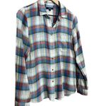 Madewell Linen Red & Blue Swingset Plaid Button Up Boyshirt Size Small Photo 3