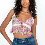 Princess Polly Boho Pink Floral Tie Front Whimsical Crop Top Brand New Size 10 Photo 0