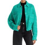 IRO  Ezro Tweed Textured Shacket Mint Green Cropped Snap Button Jacket Photo 1