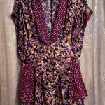 Free People  Fiorella Shorts Romper Midnight Combo Maroon Medium Photo 0