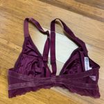 Victoria's Secret Burgundy Lace Velvet Trim Bralette Size Small Wireless Unlined Photo 1