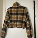 Zaful New! Brown plaid fuzzy pullover cropped teddy sweater size large Photo 4