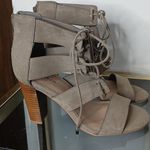 Torrid H taupe eyelet caged plat heels Photo 5